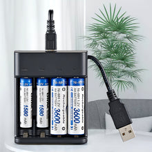 Load image into Gallery viewer, Smart 4-slot USB Charger AA AAA High-capacity 1.2V Ni-MH Rechargeable Battery High Current Full Power To Green Light