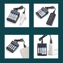 Load image into Gallery viewer, Smart 4-slot USB Charger AA AAA High-capacity 1.2V Ni-MH Rechargeable Battery High Current Full Power To Green Light