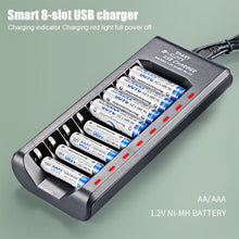 Load image into Gallery viewer, Smart 8-slot USB Charger 1.2V NiMH Rechargeable Battery AA/AAA Charging Box Full Power Off