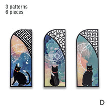 Load image into Gallery viewer, 6Pcs/Pack Cute Black Cat Bookmark Helia Daily Series PET Matte Book Mark Retro Style Bookmarker Reading Accessories Stationery Supplies