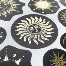 Load image into Gallery viewer, 40pcs Constellation Girl Series Decorative Bronzing Stickers Gold Black Scrapbooking Label Diary Stationery Album Retro Stars Journal Planner