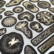 Load image into Gallery viewer, 40pcs Constellation Girl Series Decorative Bronzing Stickers Gold Black Scrapbooking Label Diary Stationery Album Retro Stars Journal Planner