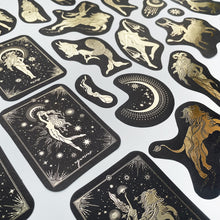 Load image into Gallery viewer, 40pcs Constellation Girl Series Decorative Bronzing Stickers Gold Black Scrapbooking Label Diary Stationery Album Retro Stars Journal Planner