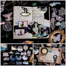 Load image into Gallery viewer, 45pcs Laser Effect Moon Butterfly Decorative Stickers Bronzing PET Labels for Journal Diary Scrapbooking DIY Stickers Stationery Supplies