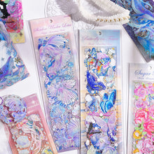 Load image into Gallery viewer, 3pcs/pack Magic Butterfly Whale Decorative Stickers Laser Effect Bronzing Sticker Scrapbooking Label Diary Art Journal Planner