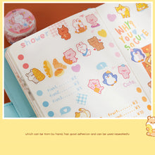 Load image into Gallery viewer, 100PCS/Roll Kawaii Cloud Zoo Masking Washi Tape Cute Cat Penguin Decorative Sticker Tape DIY Scrapbooking Label