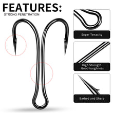 Load image into Gallery viewer, 50 pcs/pack Double Hook Luya Hook With Barb Anchor Hook Fishing Luya Fish Hook Thunder Frog Hook Fishing Gear
