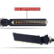 Load image into Gallery viewer, 2Pcs 12 LED Motorcycle Turn Signals Light Tail Flasher Flowing Water Blinker IP68 Motorcycle Flashing Lights