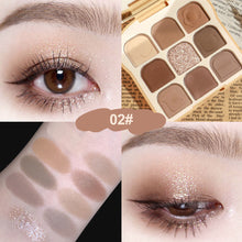 Load image into Gallery viewer, 9 Colors Eyeshadow Pearly Matte Earth Color Eyeshadow Palette Shiny Sequins Eye Shadow Eye Pigments Long Lasting Makeup