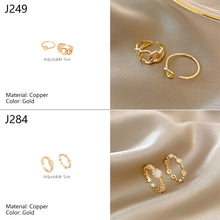 Load image into Gallery viewer, 2pcs/set Fashion Vintage Pearl Ring Simple Hollow Geometric Rings Women Jewelry Gift