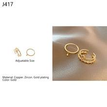 Load image into Gallery viewer, 2pcs/set Fashion Vintage Pearl Ring Simple Hollow Geometric Rings Women Jewelry Gift