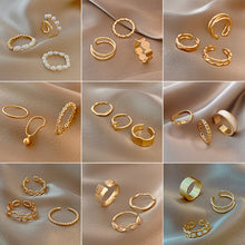 Load image into Gallery viewer, 3pcs/set Fashion Vintage Pearl Ring Simple Hollow Geometric Rings Women Jewelry Gift
