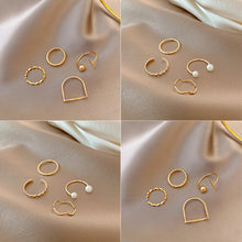 Load image into Gallery viewer, 4pcs/set Fashion Vintage Pearl Ring Simple Hollow Geometric Rings Women Jewelry Gift