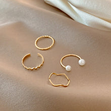 Load image into Gallery viewer, 4pcs/set Fashion Vintage Pearl Ring Simple Hollow Geometric Rings Women Jewelry Gift