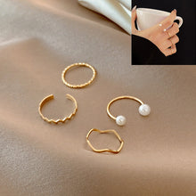 Load image into Gallery viewer, 4pcs/set Fashion Vintage Pearl Ring Simple Hollow Geometric Rings Women Jewelry Gift