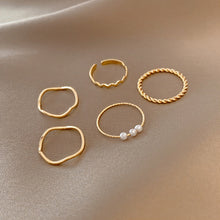 Load image into Gallery viewer, 5pcs/set Fashion Vintage Pearl Ring Simple Hollow Geometric Rings Women Jewelry Gift