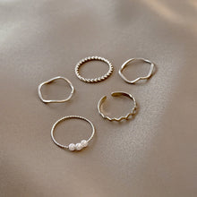 Load image into Gallery viewer, 5pcs/set Fashion Vintage Pearl Ring Simple Hollow Geometric Rings Women Jewelry Gift
