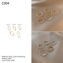 Load image into Gallery viewer, 5pcs/set Fashion Vintage Pearl Ring Simple Hollow Geometric Rings Women Jewelry Gift