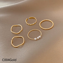 Load image into Gallery viewer, 5pcs/set Fashion Vintage Pearl Ring Simple Hollow Geometric Rings Women Jewelry Gift