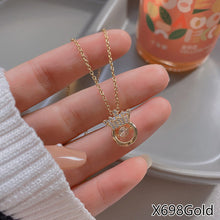 Load image into Gallery viewer, Fasion Women Vintage Titanium Steel Necklace Pearl Pendant Clavicle Chain Jewelry Accessories Gift