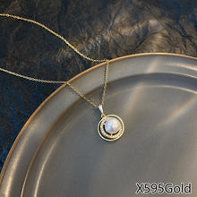 Load image into Gallery viewer, Fasion Women Vintage Titanium Steel Necklace Pearl Pendant Clavicle Chain Jewelry Accessories Gift