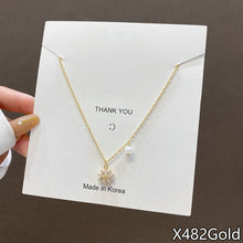 Load image into Gallery viewer, Fasion Women Vintage Titanium Steel Necklace Pearl Pendant Clavicle Chain Jewelry Accessories Gift