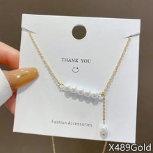 Load image into Gallery viewer, Fasion Women Vintage Titanium Steel Necklace Pearl Pendant Clavicle Chain Jewelry Accessories Gift