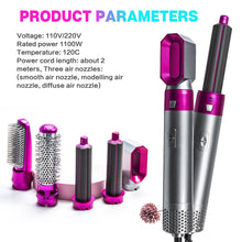 Load image into Gallery viewer, 5 In 1 Hot Air Comb Aluminum Alloy Hair Straightener Automatic Perm Curling Iron Electric Hair Dryer Creative Hair Style Tools