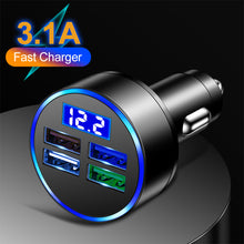 Load image into Gallery viewer, 4usb With Digital Display Car Charger With Voltage Detection Car Charger Multi-port Car Charger