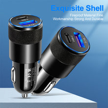 Load image into Gallery viewer, 3.1A 15W USB+PD Metal Car Charger Aluminum Alloy Car Charger Mobile Phone Car Charger