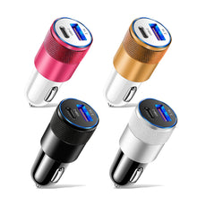 Load image into Gallery viewer, 3.1A 15W USB+PD Metal Car Charger Aluminum Alloy Car Charger Mobile Phone Car Charger