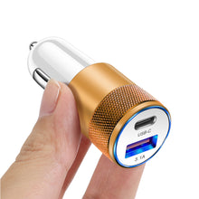 Load image into Gallery viewer, 3.1A 15W USB+PD Metal Car Charger Aluminum Alloy Car Charger Mobile Phone Car Charger