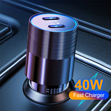 Load image into Gallery viewer, Dual PD Dual PD Metal Cannon Fast Charging Car Charger Flash Charging Car Charger PD+PD Dual Fast Charging