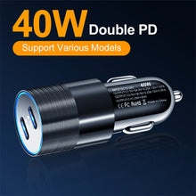 Load image into Gallery viewer, Dual PD Dual PD Metal Cannon Fast Charging Car Charger Flash Charging Car Charger PD+PD Dual Fast Charging