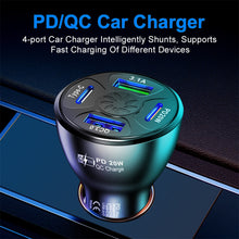 Load image into Gallery viewer, Four Port Car Charger PD QC3.0 3.1A 2USB Type-c Fast Car Charger Car Charger