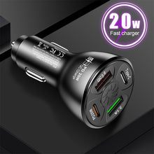 Load image into Gallery viewer, Four Port Car Charger PD QC3.0 3.1A 2USB Type-c Fast Car Charger Car Charger