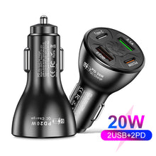 Load image into Gallery viewer, Four Port Car Charger PD QC3.0 3.1A 2USB Type-c Fast Car Charger Car Charger
