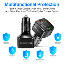 Load image into Gallery viewer, PD+type-c Qc3.0 18w Usb Fast Car Charger Car Charger One Drag Four Flash Car Charger