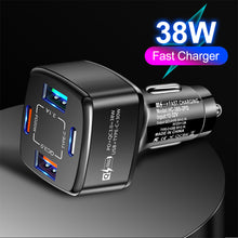 Load image into Gallery viewer, PD+type-c Qc3.0 18w Usb Fast Car Charger Car Charger One Drag Four Flash Car Charger