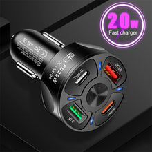 Load image into Gallery viewer, PD +Type-c Car Charger QC3.0 USB 3.1A Fast Charge Car Charger Car Charger One for Four Multi-Port Car Charger