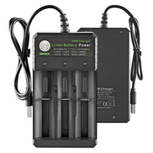 Load image into Gallery viewer, 18650 Lithium Battery Charger 3 Slots Usb Charging Stand 3 Sections Li-ion Amplifier 3.7v4.2v Independent Charging