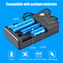 Load image into Gallery viewer, 18650 Lithium Battery Charger 3 Slots Usb Charging Stand 3 Sections Li-ion Amplifier 3.7v4.2v Independent Charging