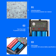 Load image into Gallery viewer, 18650 Lithium Battery Charger 3 Slots Usb Charging Stand 3 Sections Li-ion Amplifier 3.7v4.2v Independent Charging
