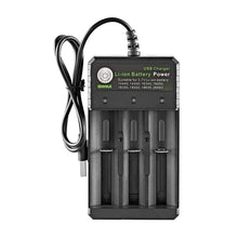 Load image into Gallery viewer, 18650 Lithium Battery Charger 3 Slots Usb Charging Stand 3 Sections Li-ion Amplifier 3.7v4.2v Independent Charging