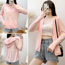 Load image into Gallery viewer, Summer Women Thin Sunscreen Coat Shirt UV Proof Quick Dry Thin UPF50+ Ice Silk Outwear Hooded Cycling Driving Beach Clothes
