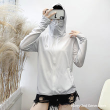 Load image into Gallery viewer, Summer Women Thin Sunscreen Coat Shirt UV Proof Quick Dry Thin UPF50+ Ice Silk Outwear Hooded Cycling Driving Beach Clothes