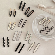Load image into Gallery viewer, Women Retro Elegant Black White Checkerboard Geometric Acrylic Hairpins Side Hair Clips Barrettes Fashion Hair Accessories