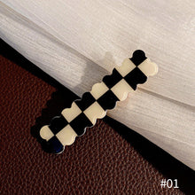 Load image into Gallery viewer, Women Retro Elegant Black White Checkerboard Geometric Acrylic Hairpins Side Hair Clips Barrettes Fashion Hair Accessories