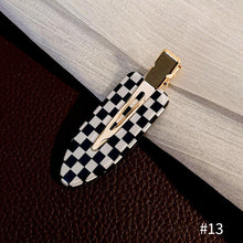 Load image into Gallery viewer, Women Retro Elegant Black White Checkerboard Geometric Acrylic Hairpins Side Hair Clips Barrettes Fashion Hair Accessories