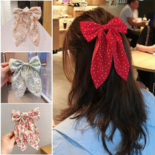 Load image into Gallery viewer, Polka Dot Floral Print Hair Clips Girls Daisy Bow Hairpin Pastoral Retro Style Barrettes Big Bowknot Hairpin Hair Accessories